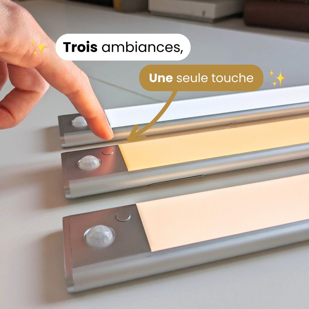 Barre LED ultra-fine avec capteur de mouvement – Éclairage intelligent et rechargeable