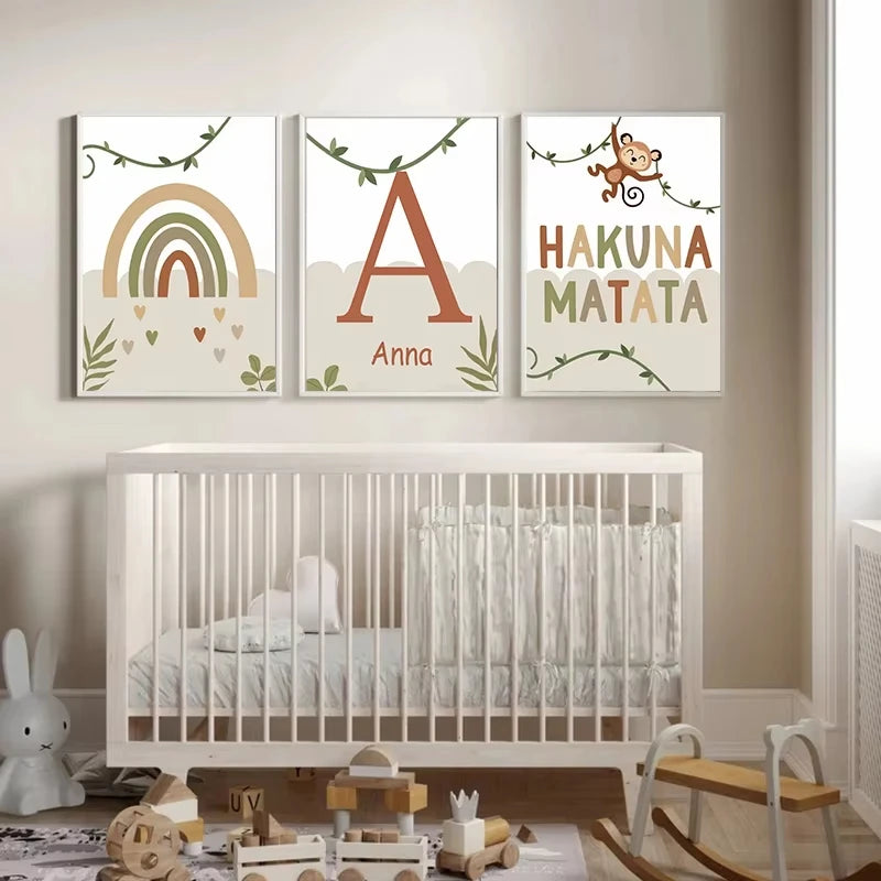 Affiche chambre bébé – Jungle, Arc-en-ciel & Citations colorées
