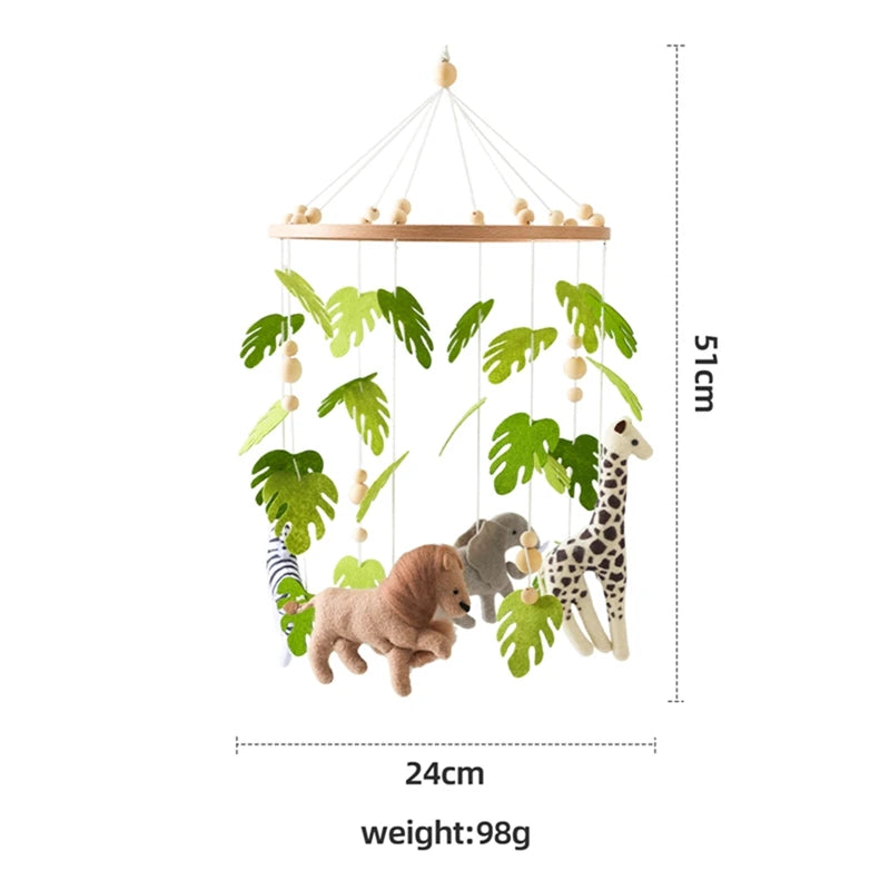 Mobile de Lit Bébé - Animaux de la Forêt en Feutre et Bois