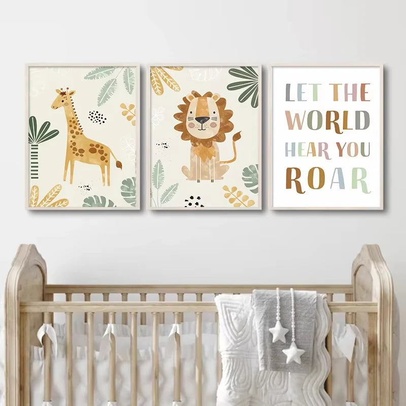 Affiche chambre bébé – Jungle, Arc-en-ciel & Citations colorées