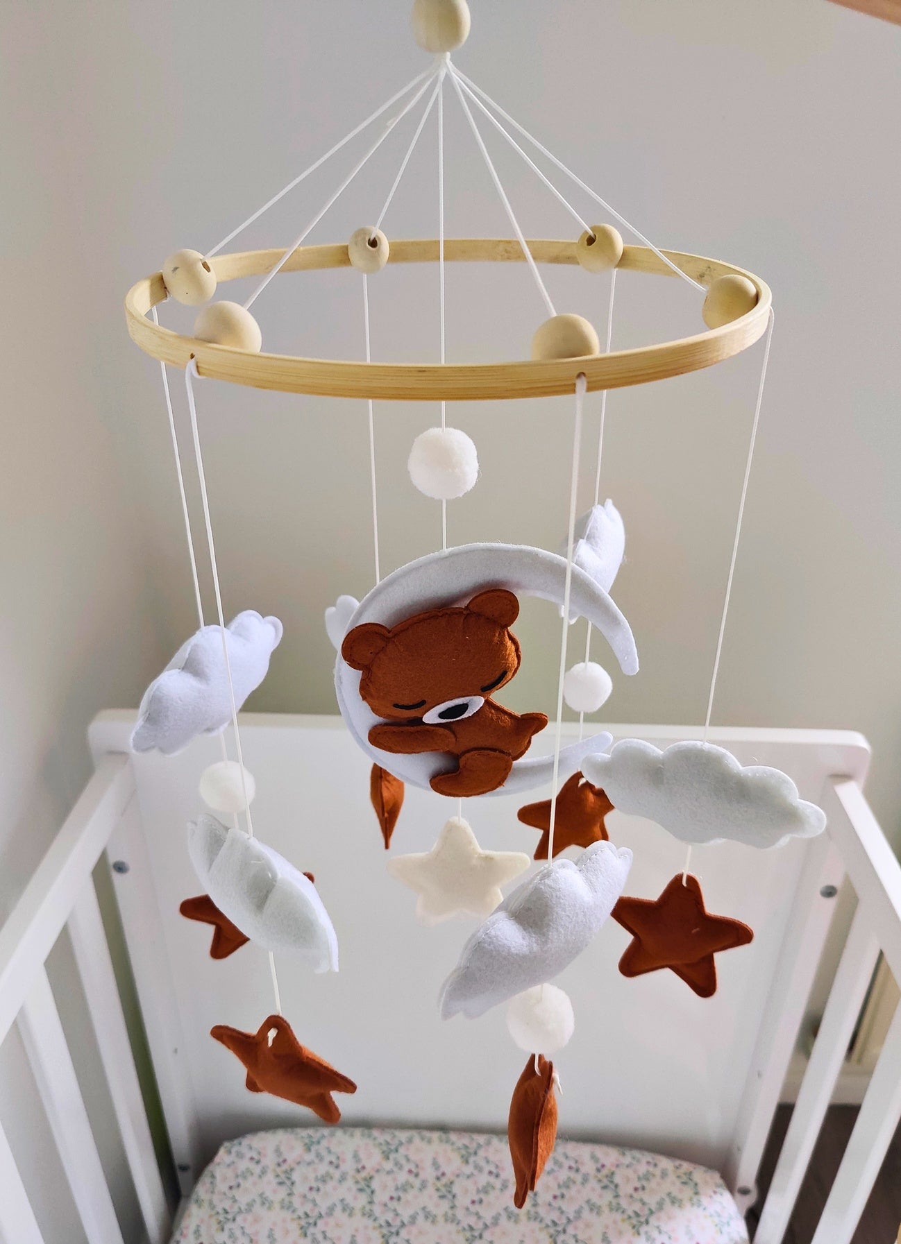 Mobile de Lit Nuages Étoiles - Ourson Dormeur