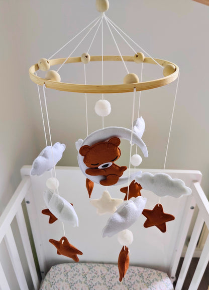 Mobile de Lit Nuages Étoiles - Ourson Dormeur