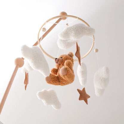 Mobile de Lit Bébé Peluche Nounours et Nuages