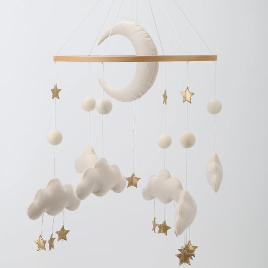 Mobile de Lit Bébé Lune et Nuages en Feutre