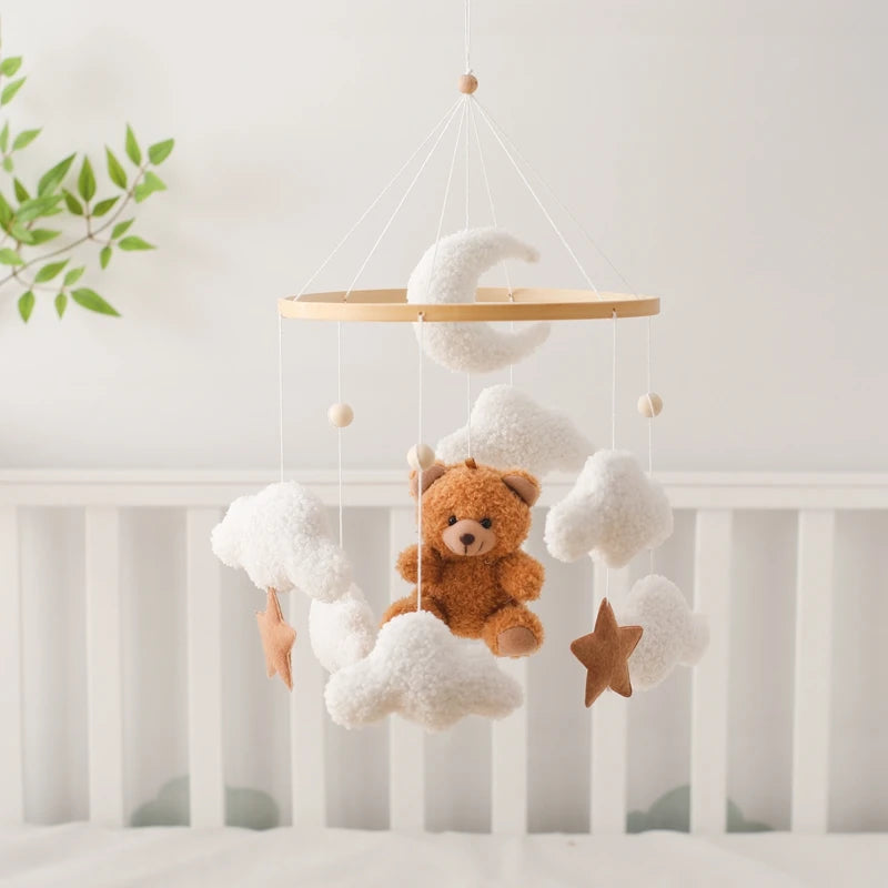 Mobile de Lit Bébé Peluche Nounours et Nuages