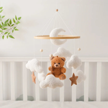 Mobile de Lit Bébé Peluche Nounours et Nuages