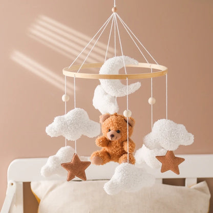 Mobile de Lit Bébé Peluche Nounours et Nuages