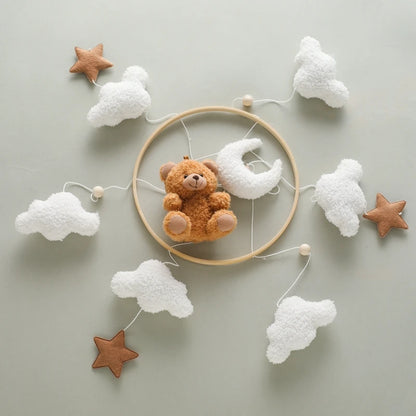 Mobile de Lit Bébé Peluche Nounours et Nuages